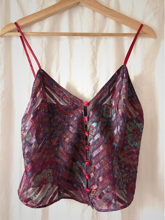 Victoria's Secret Tops - 90s Victoria's Secret Sheer Button-Up Camisole Top with Paisley Pattern #vintage